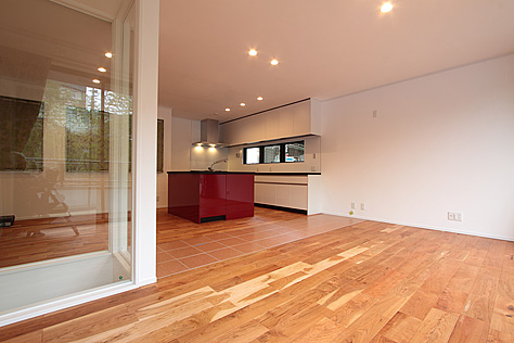 アメリカン・ブラックチェリー　無垢フローリング　施工写真