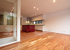 ブラックチェリー無垢フローリング 施工写真