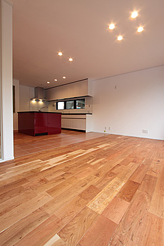 アメリカン・ブラックチェリー　無垢フローリング　施工写真