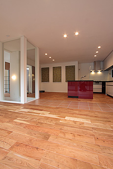 アメリカン・ブラックチェリー　無垢フローリング　施工写真