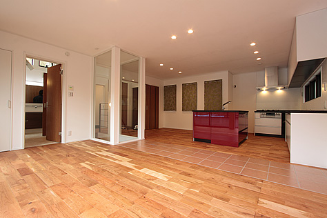 アメリカン・ブラックチェリー　無垢フローリング　施工写真