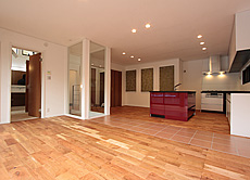 アメリカン・ブラックチェリー　無垢フローリング　施工写真