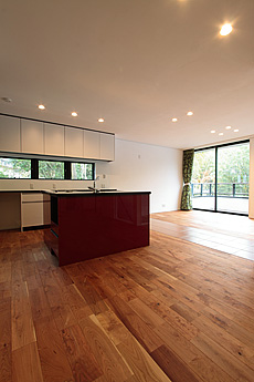 アメリカン・ブラックチェリー　無垢フローリング　施工写真