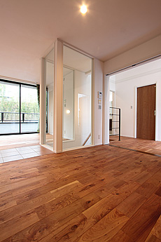 アメリカン・ブラックチェリー　無垢フローリング　施工写真