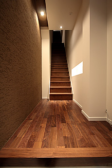 ブラックウォールナット　無垢フローリング　施工写真