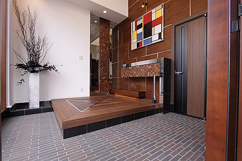 ブラックウォールナット　無垢フローリング　施工写真