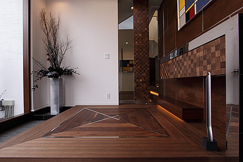 ブラックウォールナット　無垢フローリング　施工写真