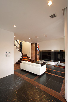 ブラックウォールナット　無垢フローリング　施工写真