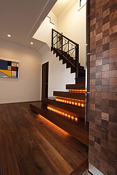 ブラックウォールナット　無垢フローリング　施工写真