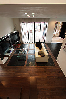 ブラックウォールナット　無垢フローリング　施工写真