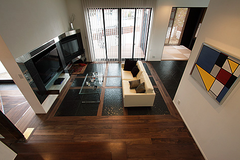 ブラックウォールナット　無垢フローリング　施工写真