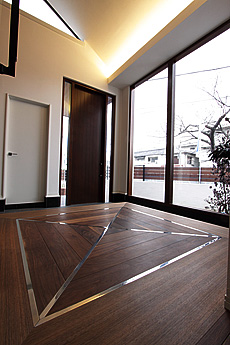 ブラックウォールナット　無垢フローリング　施工写真