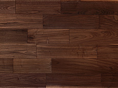 写真：ブラックウォールナット　無垢フローリング　自然OIL WAX塗装・ツナギ面V溝入りUNI・節なし