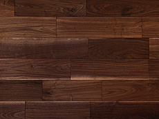 写真：ブラックウォールナット　無垢フローリング　自然OIL WAX塗装・ツナギ面V溝入りUNI・小節