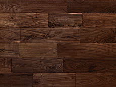 写真：ブラックウォールナット　無垢フローリング　自然OIL WAX塗装・ツナギ面V溝入りUNI・節あり