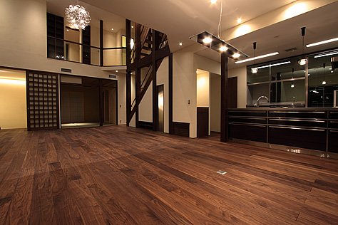 大阪府豊中市 M様邸 ブラックウォールナット 無垢フローリング施工写真