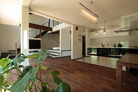 ブラックウォールナット　無垢フローリング　施工写真