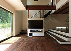 ブラックウォールナット　無垢フローリング　施工写真