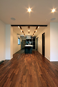 ブラックウォールナット　無垢フローリング　施工写真