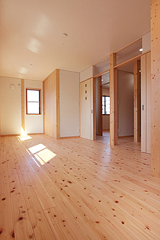 桧（ひのき）無垢フローリング　施工写真