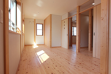 桧（ひのき）無垢フローリング　施工写真