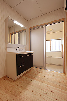 桧（ひのき）無垢フローリング　施工写真