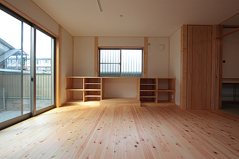 桧（ひのき）無垢フローリング　施工写真