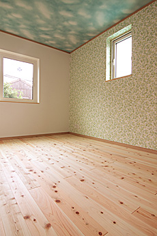 桧（ひのき）無垢フローリング　施工写真