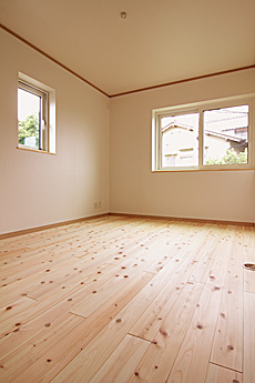 桧（ひのき）無垢フローリング　施工写真