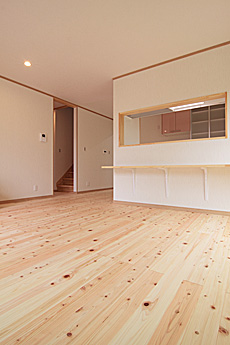 桧（ひのき）無垢フローリング　施工写真