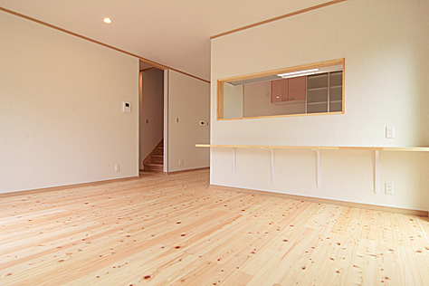 桧（ひのき）無垢フローリング　施工写真