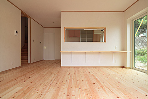 桧（ひのき）無垢フローリング　施工写真