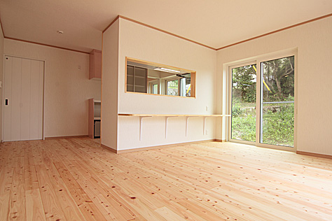 桧（ひのき）無垢フローリング　施工写真