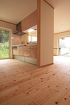 桧（ひのき）無垢フローリング　施工写真