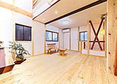 唐松（カラマツ・ラーチ）無垢フローリング　施工写真