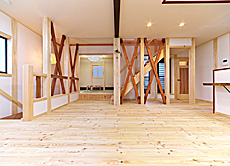 唐松（カラマツ・ラーチ）無垢フローリング　施工写真