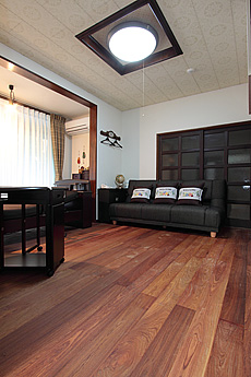 花梨（カリン）　無垢フローリング　施工写真