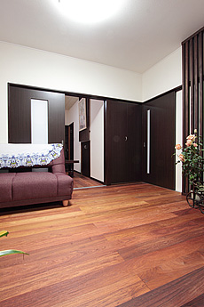 花梨（カリン）　無垢フローリング　施工写真