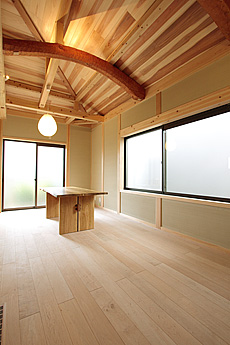 カエデ（メープル）無垢フローリング　施工写真