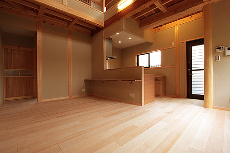 カエデ（メープル）無垢フローリング　施工写真