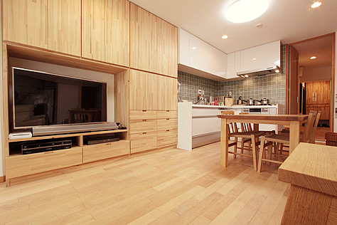 カエデ（メープル）無垢フローリング　施工写真