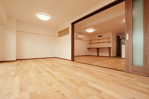 カエデ（メープル）無垢フローリング　施工写真