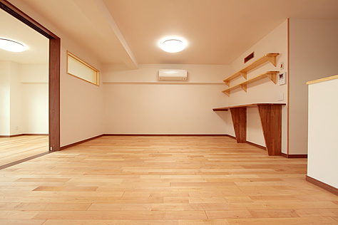 カエデ（メープル）無垢フローリング　施工写真
