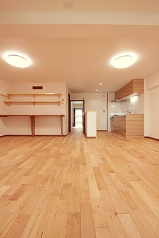 カエデ（メープル）無垢フローリング　施工写真