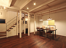 ブラウン オーク 無垢フローリング 施工写真