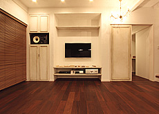 ブラウン オーク　床暖房対応　無垢フローリング　施工写真