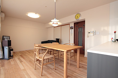 ホワイト オーク 無垢フローリング　施工写真