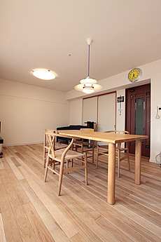 ホワイト オーク 無垢フローリング　施工写真