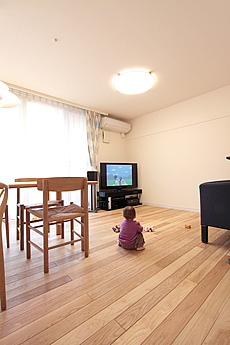 ホワイト オーク 無垢フローリング　施工写真