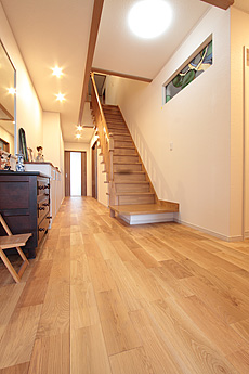 ホワイト オーク 無垢フローリング　施工写真